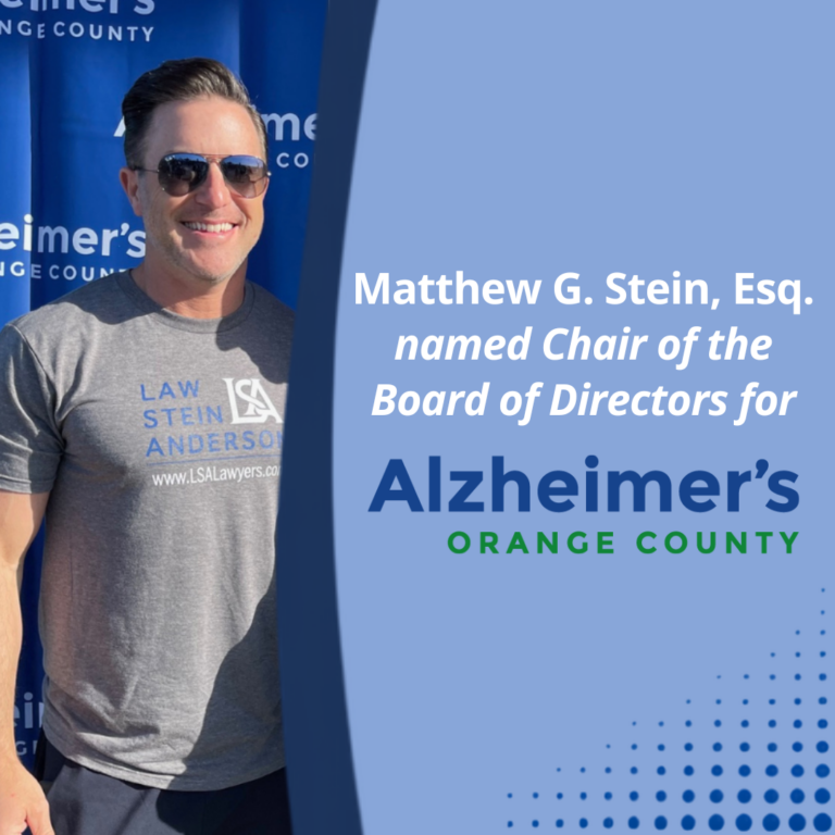 Matthew G. Stein Named Chair of the Board of Directors for Alzheimer’s Orange County