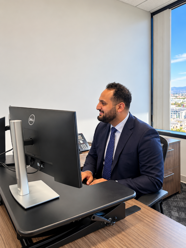 Oudey Tadros at his desk